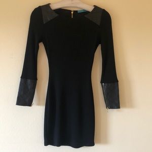 Alice + Olivia Black Long Sleeve Bodycon Dress
